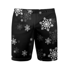 Мужские шорты спортивные с принтом Новогодние снежинки ,  |  | 