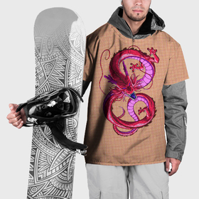 Накидка на куртку 3D с принтом Красный дракон в форме цифры 8 в Тюмени, 100% полиэстер |  | 