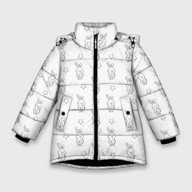 Зимняя куртка для девочек 3D с принтом Удивленный зайка в Екатеринбурге, ткань верха — 100% полиэстер; подклад — 100% полиэстер, утеплитель — 100% полиэстер. | длина ниже бедра, удлиненная спинка, воротник стойка и отстегивающийся капюшон. Есть боковые карманы с листочкой на кнопках, утяжки по низу изделия и внутренний карман на молнии. 

Предусмотрены светоотражающий принт на спинке, радужный светоотражающий элемент на пуллере молнии и на резинке для утяжки. | 