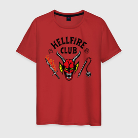 Мужская футболка хлопок с принтом Hellfire сlub art в Санкт-Петербурге, 100% хлопок | прямой крой, круглый вырез горловины, длина до линии бедер, слегка спущенное плечо. | 
