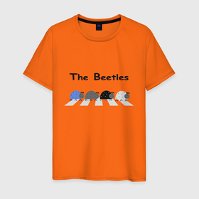 Мужская футболка хлопок с принтом The Beetles в Курске, 100% хлопок | прямой крой, круглый вырез горловины, длина до линии бедер, слегка спущенное плечо. | 