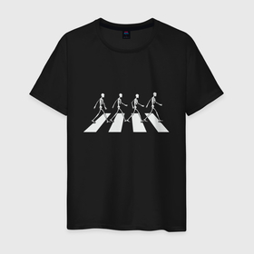 Мужская футболка хлопок с принтом Beatles dead в Санкт-Петербурге, 100% хлопок | прямой крой, круглый вырез горловины, длина до линии бедер, слегка спущенное плечо. | 