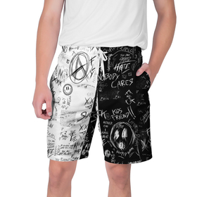 Мужские шорты 3D с принтом Dead inside mood ZXC ,  полиэстер 100% | прямой крой, два кармана без застежек по бокам. Мягкая трикотажная резинка на поясе, внутри которой широкие завязки. Длина чуть выше колен | 