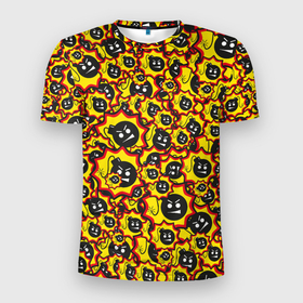 Мужская футболка 3D Slim с принтом Serious Sam logo pattern в Белгороде, 100% полиэстер с улучшенными характеристиками | приталенный силуэт, круглая горловина, широкие плечи, сужается к линии бедра | 