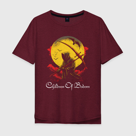 Мужская футболка хлопок Oversize с принтом Children Of Bodom Reaper under the moon , 100% хлопок | свободный крой, круглый ворот, “спинка” длиннее передней части | Тематика изображения на принте: 