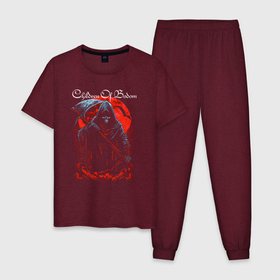 Мужская пижама хлопок с принтом Children Of Bodom Reaper under the moon в Екатеринбурге, 100% хлопок | брюки и футболка прямого кроя, без карманов, на брюках мягкая резинка на поясе и по низу штанин
 | 