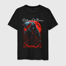 Мужская футболка хлопок с принтом Children Of Bodom Reaper under the moon , 100% хлопок | прямой крой, круглый вырез горловины, длина до линии бедер, слегка спущенное плечо. | Тематика изображения на принте: 