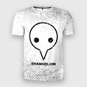 Мужская футболка 3D Slim с принтом Evangelion с потертостями на светлом фоне в городе Новоалтайск, 100% полиэстер с улучшенными характеристиками | приталенный силуэт, круглая горловина, широкие плечи, сужается к линии бедра | 