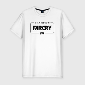 Мужская футболка хлопок Slim с принтом Far Cry gaming champion: рамка с лого и джойстиком , 92% хлопок, 8% лайкра | приталенный силуэт, круглый вырез ворота, длина до линии бедра, короткий рукав | 