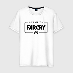 Мужская футболка хлопок с принтом Far Cry gaming champion: рамка с лого и джойстиком в Курске, 100% хлопок | прямой крой, круглый вырез горловины, длина до линии бедер, слегка спущенное плечо. | 