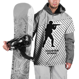 Накидка на куртку 3D с принтом Символ Counter Strike на светлом фоне с полосами в Тюмени, 100% полиэстер |  | 