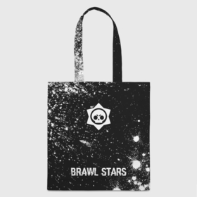 Шоппер 3D с принтом Brawl Stars glitch на темном фоне: символ, надпись в Екатеринбурге, 100% полиэстер | Плотность: 200 г/м2; Размер: 34×35 см; Высота лямок: 30 см | 
