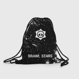 Рюкзак-мешок 3D с принтом Brawl Stars glitch на темном фоне: символ, надпись , 100% полиэстер | плотность ткани — 200 г/м2, размер — 35 х 45 см; лямки — толстые шнурки, застежка на шнуровке, без карманов и подкладки | 
