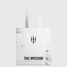 Шоппер 3D с принтом The Witcher glitch на светлом фоне: символ, надпись в Курске, 100% полиэстер | Плотность: 200 г/м2; Размер: 34×35 см; Высота лямок: 30 см | 