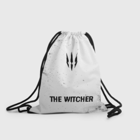 Рюкзак-мешок 3D с принтом The Witcher glitch на светлом фоне: символ, надпись в Курске, 100% полиэстер | плотность ткани — 200 г/м2, размер — 35 х 45 см; лямки — толстые шнурки, застежка на шнуровке, без карманов и подкладки | 