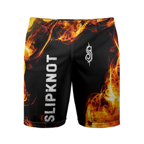 Мужские шорты спортивные с принтом Slipknot и пылающий огонь ,  |  | 
