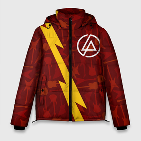Мужская зимняя куртка 3D с принтом Linkin Park гитары и молния в Петрозаводске, верх — 100% полиэстер; подкладка — 100% полиэстер; утеплитель — 100% полиэстер | длина ниже бедра, свободный силуэт Оверсайз. Есть воротник-стойка, отстегивающийся капюшон и ветрозащитная планка. 

Боковые карманы с листочкой на кнопках и внутренний карман на молнии. | 