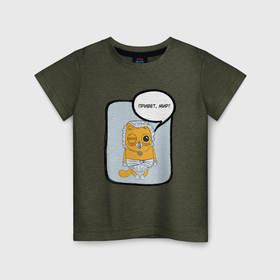 Детская футболка хлопок с принтом Новорожденный котик в Екатеринбурге, 100% хлопок | круглый вырез горловины, полуприлегающий силуэт, длина до линии бедер | 