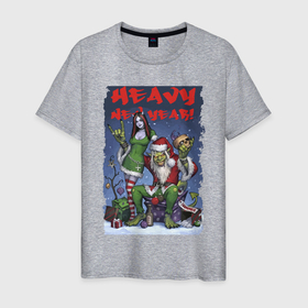 Мужская футболка хлопок с принтом Heavy new year   devil style   snow maiden в Курске, 100% хлопок | прямой крой, круглый вырез горловины, длина до линии бедер, слегка спущенное плечо. | 