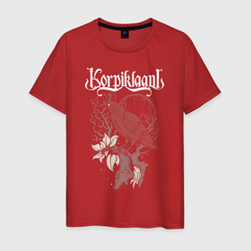 Мужская футболка хлопок с принтом Korpiklaani ворон в Санкт-Петербурге, 100% хлопок | прямой крой, круглый вырез горловины, длина до линии бедер, слегка спущенное плечо. | 