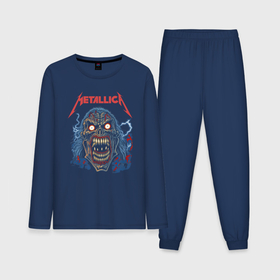 Мужская пижама хлопок (с лонгсливом) с принтом Metallica skull в Кировске,  |  | 
