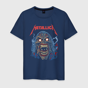 Мужская футболка хлопок с принтом Metallica skull в Новосибирске, 100% хлопок | прямой крой, круглый вырез горловины, длина до линии бедер, слегка спущенное плечо. | 