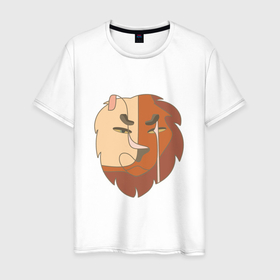 Мужская футболка хлопок с принтом Плохие знаки   лев в Кировске, 100% хлопок | прямой крой, круглый вырез горловины, длина до линии бедер, слегка спущенное плечо. | 
