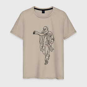 Мужская футболка хлопок с принтом Brodskiy simple art в Петрозаводске, 100% хлопок | прямой крой, круглый вырез горловины, длина до линии бедер, слегка спущенное плечо. | 