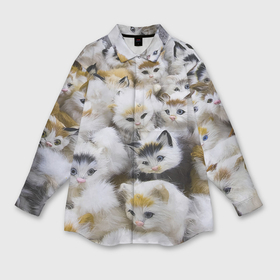 Мужская рубашка oversize 3D с принтом Прикольные новогодние котята в Белгороде,  |  | 