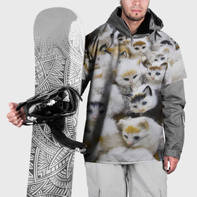 Накидка на куртку 3D с принтом Прикольные новогодние котята в Кировске, 100% полиэстер |  | 