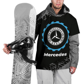 Накидка на куртку 3D с принтом Mercedes в стиле Top Gear со следами шин на фоне в Кировске, 100% полиэстер |  | Тематика изображения на принте: 
