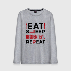 Мужской лонгслив хлопок с принтом Надпись: eat sleep Resident Evil repeat в Тюмени, 100% хлопок |  | 