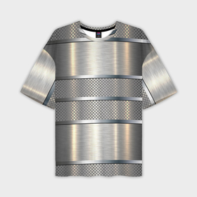Мужская футболка OVERSIZE 3D с принтом металлические полосы   текстура алюминия в Санкт-Петербурге,  |  | 