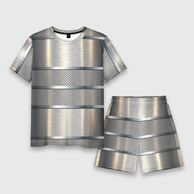 Мужской костюм с шортами 3D с принтом металлические полосы   текстура алюминия в Тюмени,  |  | 