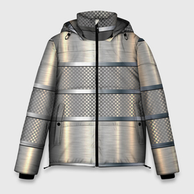 Мужская зимняя куртка 3D с принтом металлические полосы   текстура алюминия в Санкт-Петербурге, верх — 100% полиэстер; подкладка — 100% полиэстер; утеплитель — 100% полиэстер | длина ниже бедра, свободный силуэт Оверсайз. Есть воротник-стойка, отстегивающийся капюшон и ветрозащитная планка. 

Боковые карманы с листочкой на кнопках и внутренний карман на молнии. | 