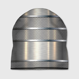 Шапка 3D с принтом металлические полосы   текстура алюминия в Кировске, 100% полиэстер | универсальный размер, печать по всей поверхности изделия | Тематика изображения на принте: 