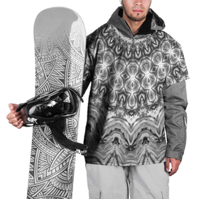 Накидка на куртку 3D с принтом Серый ажурный калейдоскоп мандала в Тюмени, 100% полиэстер |  | 