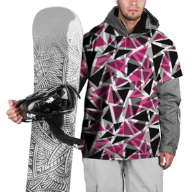 Накидка на куртку 3D с принтом Геометрический абстрактный узор в вишнево серых и черных тонах в Новосибирске, 100% полиэстер |  | 