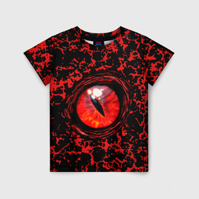 Детская футболка 3D с принтом Глаз красного дракона в Курске, 100% гипоаллергенный полиэфир | прямой крой, круглый вырез горловины, длина до линии бедер, чуть спущенное плечо, ткань немного тянется | 