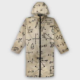 Мужской дождевик 3D с принтом Научные формулы на старой бумаге в Петрозаводске,  |  | Тематика изображения на принте: 