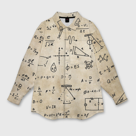 Мужская рубашка oversize 3D с принтом Научные формулы на старой бумаге ,  |  | 