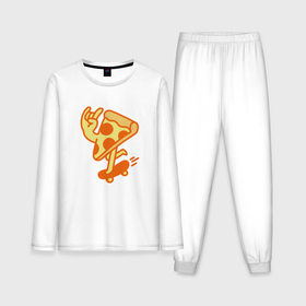 Мужская пижама хлопок (с лонгсливом) с принтом Пицца на скейте в Курске,  |  | 