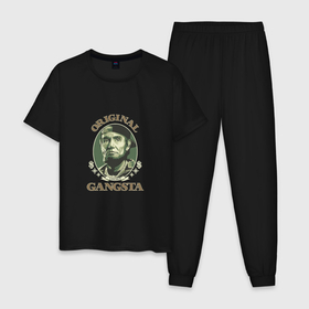 Мужская пижама хлопок с принтом Линкольн   гангстер в Белгороде, 100% хлопок | брюки и футболка прямого кроя, без карманов, на брюках мягкая резинка на поясе и по низу штанин
 | 