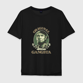 Мужская футболка хлопок Oversize с принтом Линкольн   гангстер в Екатеринбурге, 100% хлопок | свободный крой, круглый ворот, “спинка” длиннее передней части | 