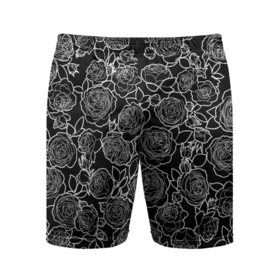 Мужские шорты спортивные с принтом Чайная роза: Черно белыи принт ,  |  | 