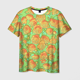 Мужская футболка 3D с принтом Яркая Чайная роза в Петрозаводске, 100% полиэфир | прямой крой, круглый вырез горловины, длина до линии бедер | Тематика изображения на принте: 