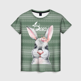 Женская футболка 3D с принтом Кролик    2023 в Белгороде, 100% полиэфир ( синтетическое хлопкоподобное полотно) | прямой крой, круглый вырез горловины, длина до линии бедер | 