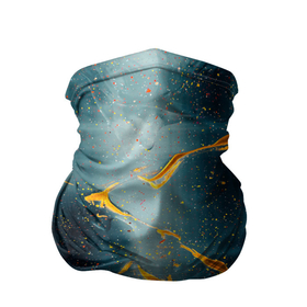 Бандана-труба 3D с принтом Синий мрачный туман и оранжевые краски в Тюмени, 100% полиэстер, ткань с особыми свойствами — Activecool | плотность 150‒180 г/м2; хорошо тянется, но сохраняет форму | 