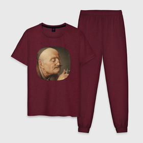 Мужская пижама хлопок с принтом Картина ренессанса   учёный в Петрозаводске, 100% хлопок | брюки и футболка прямого кроя, без карманов, на брюках мягкая резинка на поясе и по низу штанин
 | 