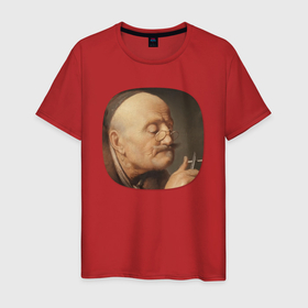 Мужская футболка хлопок с принтом Картина ренессанса   учёный в Курске, 100% хлопок | прямой крой, круглый вырез горловины, длина до линии бедер, слегка спущенное плечо. | 